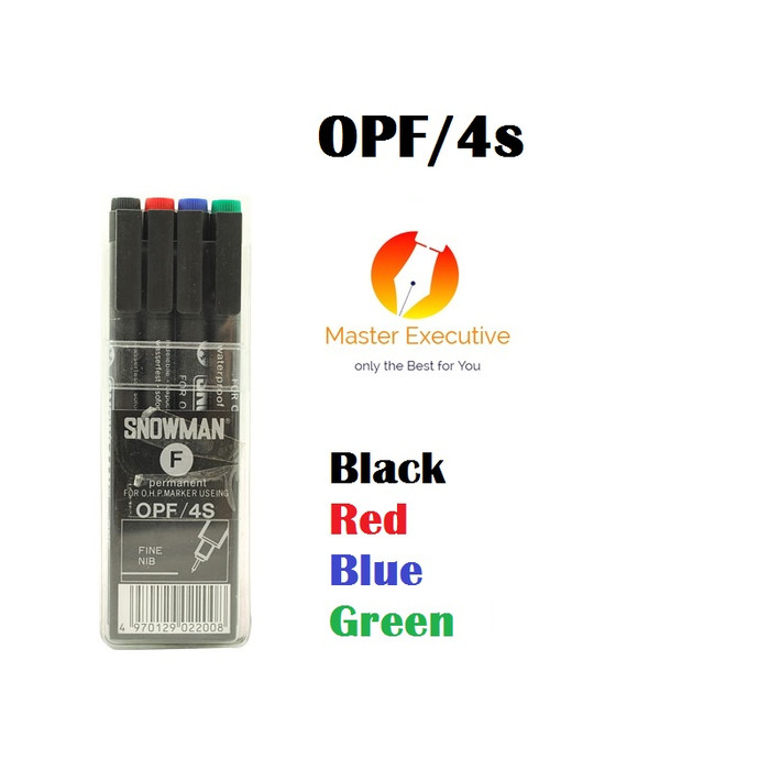 طقم أقلام شفافيات سنومان 4أالوان ياباني SNOWMAN-OPF-4S-FINE-OHP