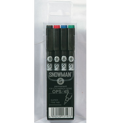 طقم أقلام شفافيات سنومان ياباني 4أالوان SNOWMAN-OPS-4S-Supur-OHP
