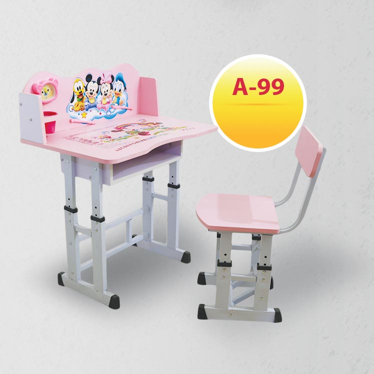 طاولة اطفال مدرسي خشب+ كرسي لون وردي A-99